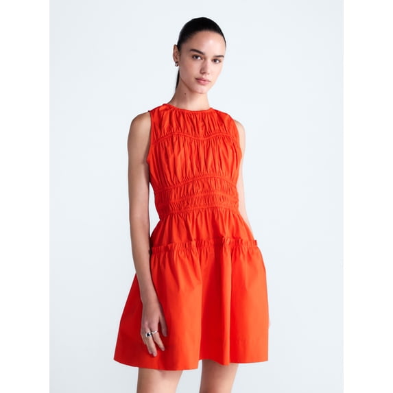 Free Assembly Women's Smocked Sleeveless Cotton Mini Dress, Sizes XS-XXL