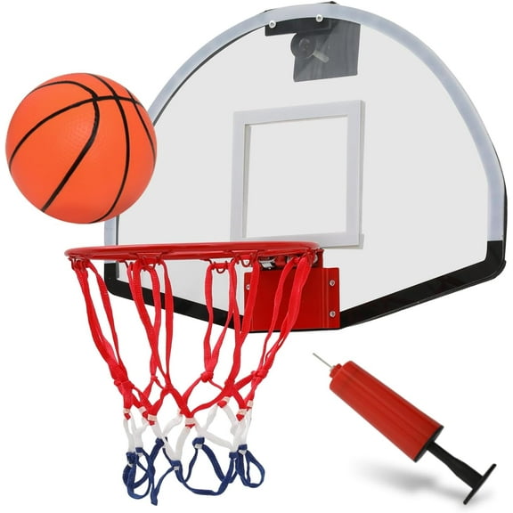 SLSRFD 18-Inch Mini Over-The-Door Basketball Hoop for Indoor and Outdoor Small Door Hanging Room Basketball Hoop with Ball for Bedroom, Office, Garage