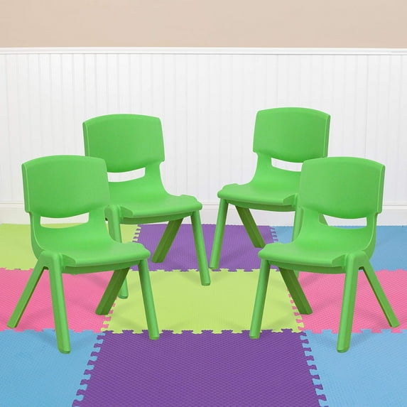 SLSRFD 4-Pack Stackable Preschool Chairs, 10.5" Seat Height, Plastic Kids School Chairs for Classroom, Daycare, Homeschool, Green