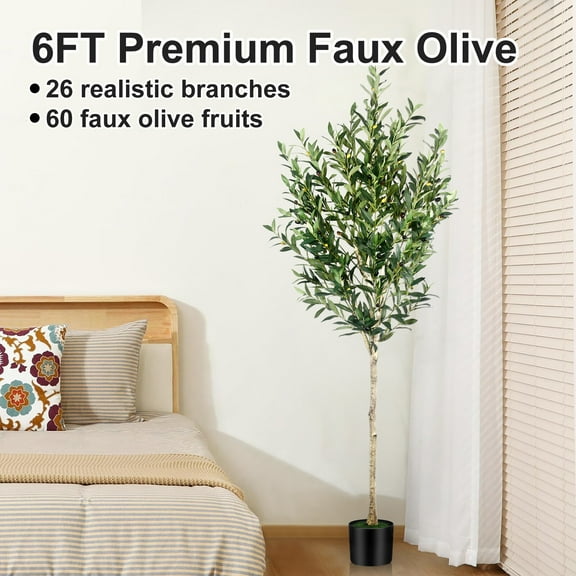 SLSRFD Artificial Olive Tree Faux Realistic Olive Trees with Branches and Fruits Decor,6 ft