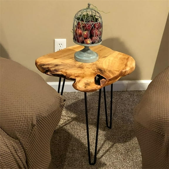SLSRFD Cedar Roots Stool, Live Edge Side Table with 3 Hairpin Legs, 21" Tall, Natural Edge End Table, Coffee Table, Nightstand, Plant Stand