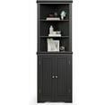 thumbnail image 1 of SLSRFD Corner Cabinet, Corner Bathroom Cabinet with 2 Doors and 3 Tier Shelves, Free Standing Corner Storage Cabinet for Bathroom, Living Room, Bedroom or Kitchen(Black), 1 of 8
