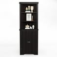 thumbnail image 1 of SLSRFD Corner Cabinet, Corner Bathroom Cabinet with 2 Doors and 3 Tier Shelves, Free Standing Corner Storage Cabinet for Bathroom, Living Room, Bedroom or Kitchen,Espresso, 1 of 8