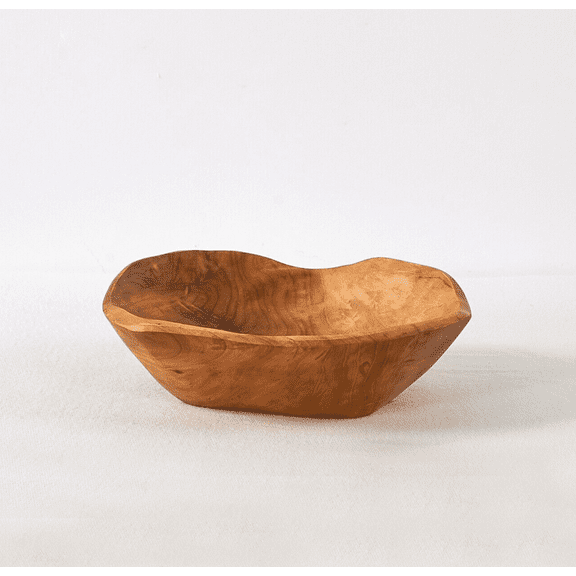 SLSRFD Handmade Cedar Wooden Bowl, Natural Root Wood Crafts Bowl, Rustic Style Storage Bowl, Fruit Bowl with Food-Safe Lacquer Finish,7 x 8.66 x 3.15 in