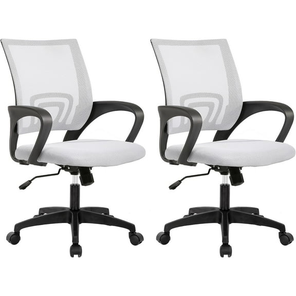 SLSRFD Home Office Desk Chair Ergonomic Computer Chair Adjustable Lumbar Support Armrest Executive with High Density Mesh 360 Degree for Men Women Adults,White