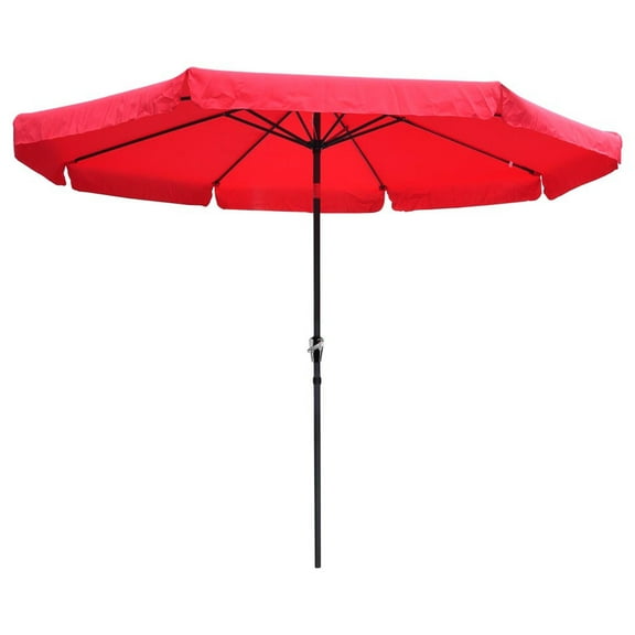 SLSRFD  Outdoor Patio Umbrella , Aluminum Market Umbrella with Crank & Tilt, UV-Resistant Sun Shade for Garden, Beach, Backyard, Deck-10ft Red