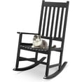 thumbnail image 1 of SLSRFD Outdoor Rocking Chair, Solid Wood High Back Rocker, All Weather Lounge Chair for Porch Patio Fire Pit Garden Backyard Deck Indoor, Black, 1 of 8