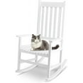 thumbnail image 1 of SLSRFD Outdoor Rocking Chair, Solid Wood High Back Rocker, All Weather Lounge Chair for Porch Patio Fire Pit Garden Backyard Deck Indoor, White, 1 of 8