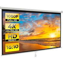 SLSRFD  Portable Projector Screen Pull Down, 100 Inch 16:10 Video Projection Screen Home Theater, Retractable Projector Screen, Moive Screen Indoor Outdoor, Wall Mount (100'' 16:10 White)