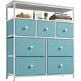 thumbnail image 1 of SLSRFDDresser for Bedroom with 7 Drawers, Purple Dressers & Chests of Drawers, Dresser for Clothes Storage with Wooden Top and Metal Frame, Entertainment Center, Green, 1 of 9