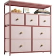 thumbnail image 1 of SLSRFDDresser for Bedroom with 7 Drawers, Purple Dressers & Chests of Drawers, Dresser for Clothes Storage with Wooden Top and Metal Frame, Entertainment Center, Pink, 1 of 10