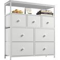 thumbnail image 1 of SLSRFDDresser for Bedroom with 7 Drawers, Purple Dressers & Chests of Drawers, Dresser for Clothes Storage with Wooden Top and Metal Frame, Entertainment Center, White, 1 of 10