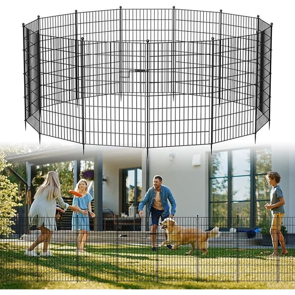 SLSY 13 Panels Garden Fence with Gate, 40in H X 28ft L No Dig Rustproof Metal Wire Panel Border for Dogs Rabbits, Garden Fencing Animal Barrier for Yard Patio Outdoor Decor Temporary Dence