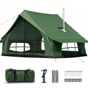 SLSY 2-4 Person Camping Hot Tent Cabin Tent,Chalet 70 Series Portable Wall Tents with Stove Jack and Two Poles for Hiking,BackpackingGreen