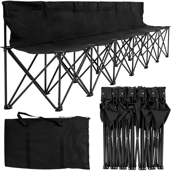 SLSY 6-seater portable folding bench, Sports bench with backrest, Stadium seating, Camping chair, Portable team bench for football sidelines, Rugby, Camping, Tailgating and outdoor activities