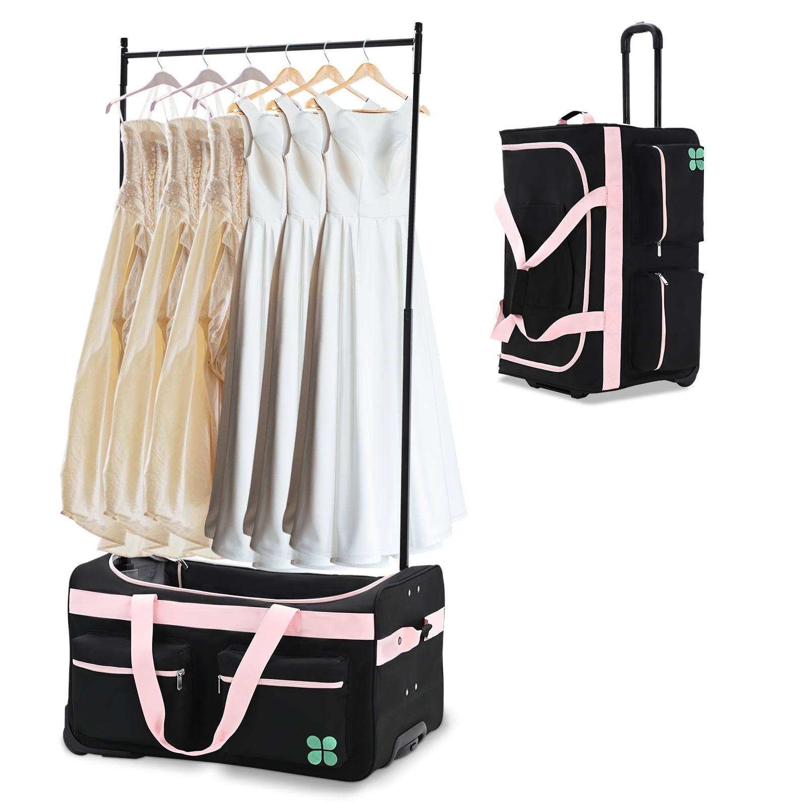 SLSY Dance Bag with Garment Rack 28" Competition Duffle Bag Rolling Garment Bag with Wheels