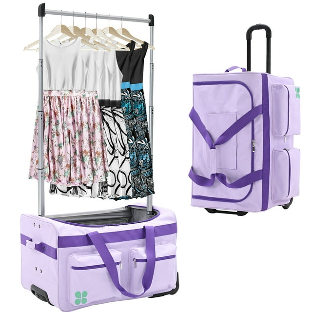 SLSY Dance Bag with Garment Rack 28" Competition Duffle Bag Rolling Garment Bag with Wheels