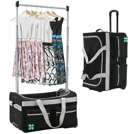 SLSY Dance Bag with Garment Rack - 28" Competition Duffle Bag - Rolling Garment Bag with Wheels - Ideal Costume Suitcase for Dancers Livestreamer Athletes - Large Capacity Enhanced Stability