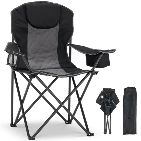SLSY Folding Folding Chair,Garden Chair,Lightweight and Portable Outdoor Folding Armchair with Cup Holder, 3 Adjustable Temperature Levels,Support 400LBS Capacity for Camping, Fishing, Beach