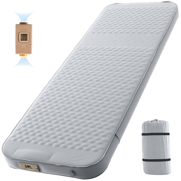 SLSY Inflating Camping Sleeping Pad,4" Ultra-Thick Memory Foam Fast Inflating Camping Mat Air Mattress with Pillow for Tent,Car,Traveling,Gray