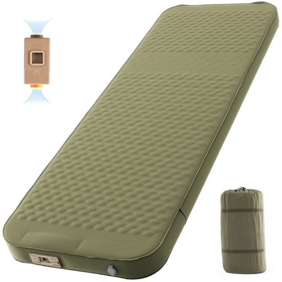 SLSY Inflating Camping Sleeping Pad,4" Ultra-Thick Memory Foam Fast Inflating Camping Mat Air Mattress with Pillow for Tent,Car,Traveling,Green