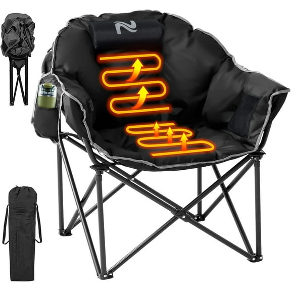 SLSY Oversized Heated Camping Chair Patio Lounge Chairs with 20000mAh Power Bank