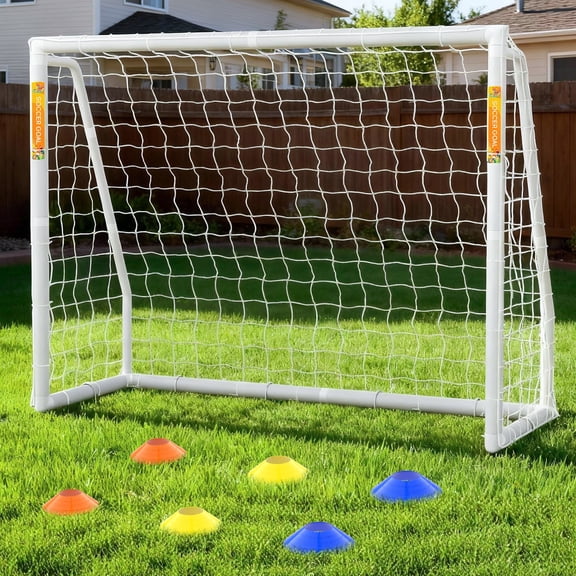 SLSY PVC Soccer Goal, 6X4/8x6/10x6.5/12x6 Soccer Goals for Backyard, Full Size Soccer Goal for Teens & Adults Training