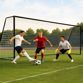 SLSY Steel Soccer Goals, 18x7/21x7/24x8 ft Soccer Goals for Backyard, Full Size Soccer Goal for Teens & Adults Training