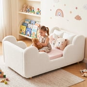 SLSY Toddler Bed Frame with Removable Guard Rails, Standard Crib Size for Boys & Girls 1-6 Years, Certified Fabric