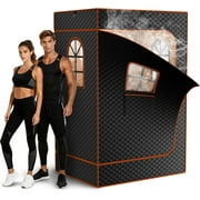 SLSY Upgraded 2 Person Portable Sauna Box, Extra Large Portable Steam Sauna for Home,Personal Sauna Tent Full Body with 2 Steamers, 2 Folding Chair,Remote Control