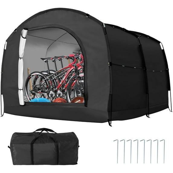 SLSY XXXL Bike Storage Tent for 8-10 Bikes, 94.5''L X 87''W X 71''H Waterproof Heavy Duty Bike Cover w/ Bag, Portable Shed Cover for Bikes, Lawn Mower, Garden Tools