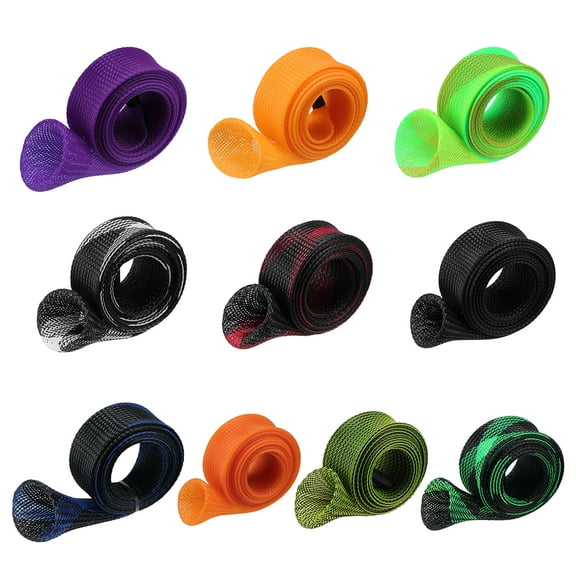 SLTG2020 67" Expandable Braided Universal Fishing Rod Sleeves, Multicolor, 10 Piece