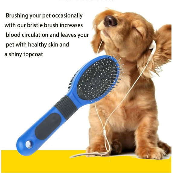 SLTG2020Dog Brush Cat Brush, Double Sided Bristle and Pin Pet Brush for Dog Grooming & Massaging Long or Short Haired Dogs, Cats & Other Animals Dense Bristles Remove Loose Hair from Top Coat and Pin