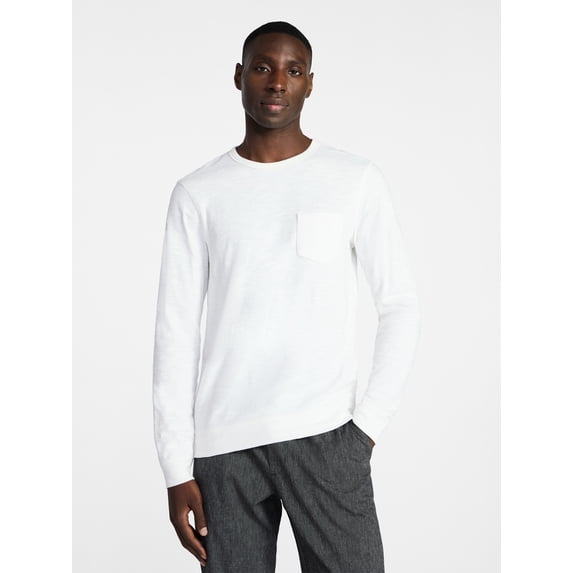 George Men's and Big Men's Slub Pocket Crewneck Tee with Long Sleeves, Size XS-3XL