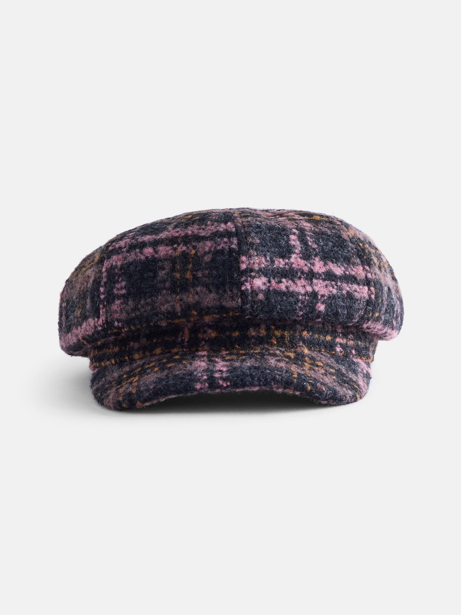No Boundaries Women's Plaid Newsboy Hat, Brown