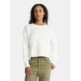 thumbnail image 1 of Time and Tru Women’s Ribbed Panel Sweatshirt with Long Sleeves, Sizes XS-XXXL, 1 of 5