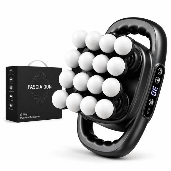 SLUMLOVE 16-Head Massage Gun, Deep Tissue Muscle Massager with 3 Modes & 30 Intensity Levels, Percussion Massage Gun for Back, Neck, Shoulders, Legs and Body Pain Relief