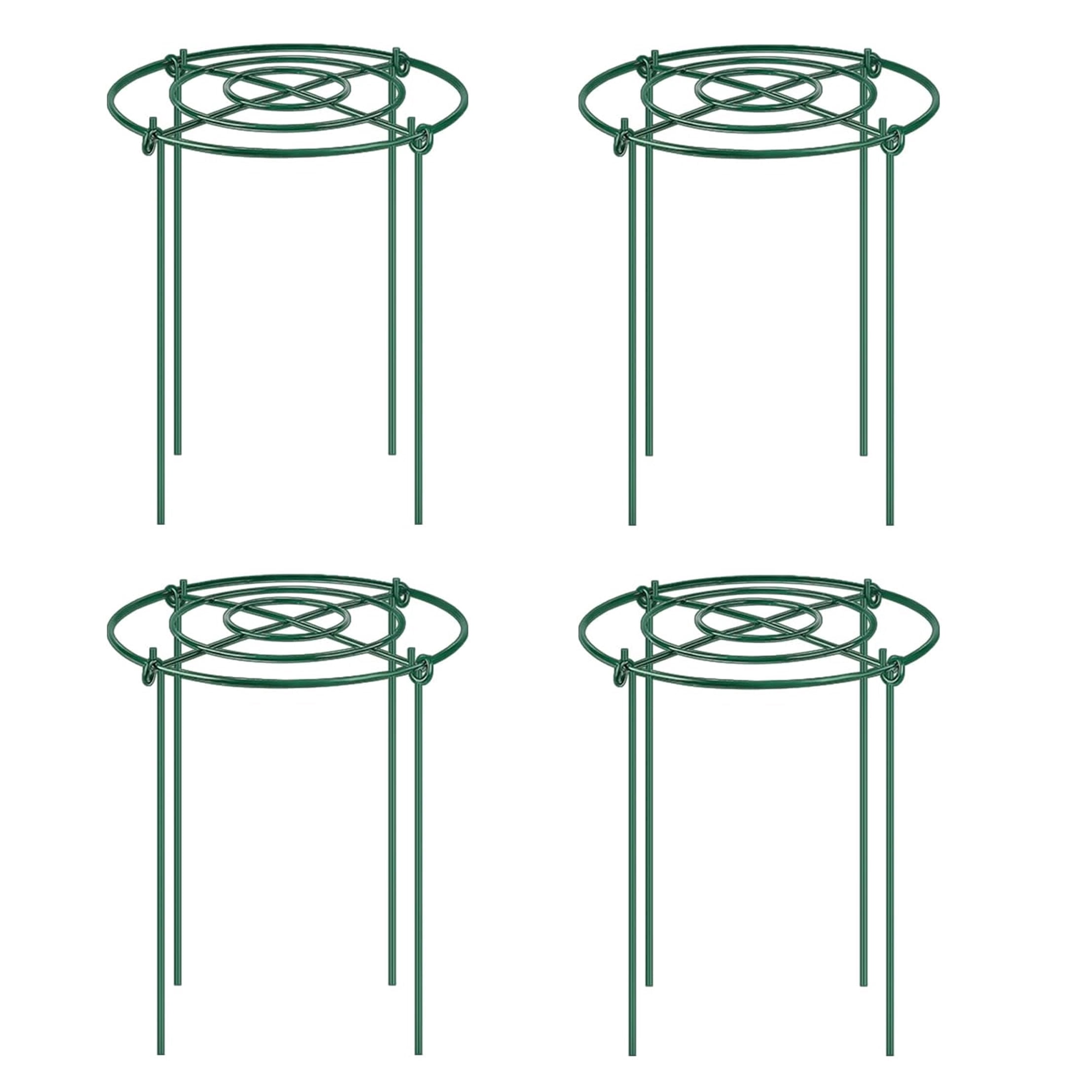 SLUMLOVE 4 Pack Peony Cages and Supports,11.8x16 Inch Heavy Duty Metal Plant Support Cage-Rust‑Resistant Flower Support Rings for Peonies, Roses, Tomatoes, Hydrangeas & Outdoor Plants