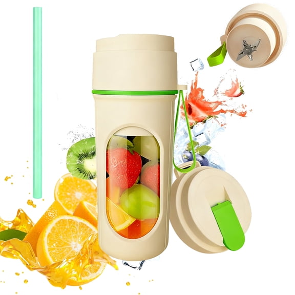 SLUMLOVE Personal Blender for Shakes and Smoothies, 15Oz Portable Blender with Juicing & Straw Lids, Fresh Juice Blender, Small Ice Crushing Blender
