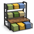 thumbnail image 1 of SLUMLOVE Tea Bag Organizer, Wood Tea Organizers and Storage Chest, Tea Bag Holder with Pull-Out Drawer & 2 Wire Baskets, Tea Station Display Rack for Countertop Kitchen Cabinet, 1 of 7