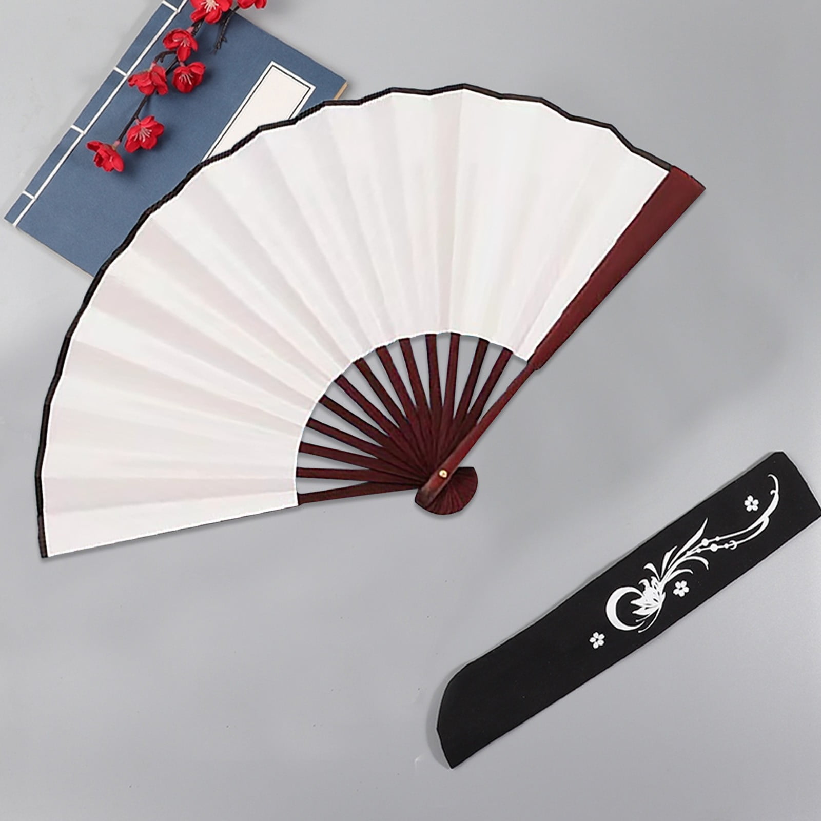 SLUOHZXI 1 PC Bamboo Large Folding Hand Fans, Premium Fabrics Folding ...