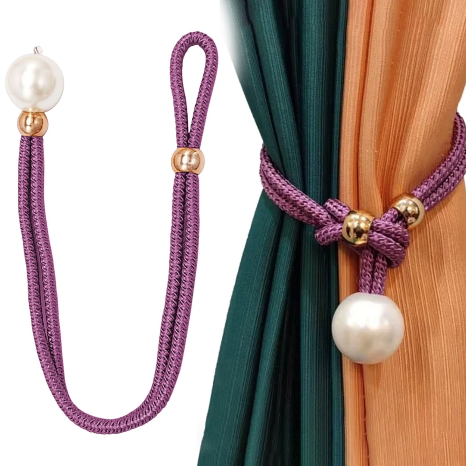 SLUOHZXI 1 Pcs Adjustable Curtain Tiebacks Pearl Curtain Rope Straps ...