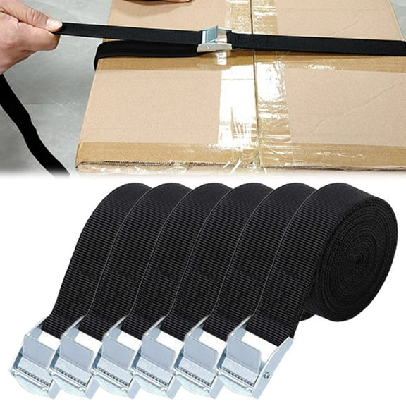 SLUOHZXI 1"x3M Reusable Cinch Strap with Metal Buckles, Cut-to-Length Fastening Securing Straps, Adjustable Nylon Cable Straps and Cord Ties for Organizer or Storage, 1 inch Wide, Black
