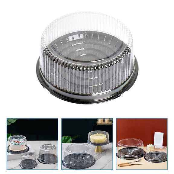 SLUOHZXI 10Pcs 4Inch Round Cake Pies Carriers Plastic Disposable Cake Containers with Dome Lids Clear Bundt Cake Boxes