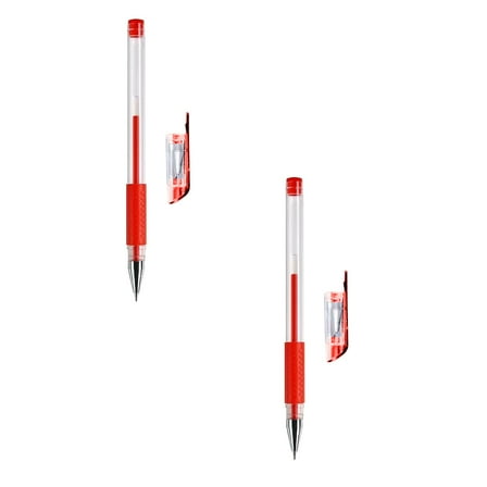 SLUOHZXI 2 Pcs Red Ink Gel Pens, 0.5mm Ballpoint, Fine Point Smooth Pens with Soft Grip, Office Pen Supplies for Writing