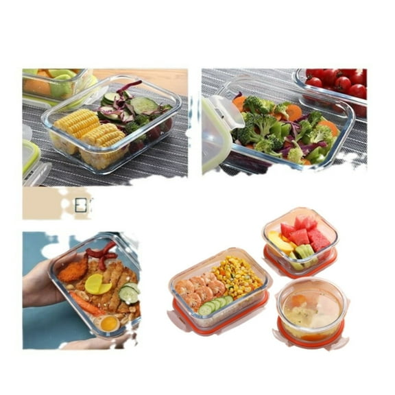SLUOHZXI 3 Pack Mixed Meal Prep Sets Leak-Proof Glass Food Storage Containers with Silicone Sleeves and Airtight BPA-Free Lids, Dishwasher, Microwave, and Freezer Safe