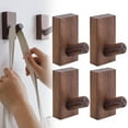 thumbnail image 1 of SLUOHZXI 4 Pack Wooden Wall Hooks for Hanging, Adhesive Mounted and Wall Mount Boho Decorative Walnut Wood Coat Hooks for Towel Clothes Blanket Hat Backpack Robe Black Walnut, 1 of 9