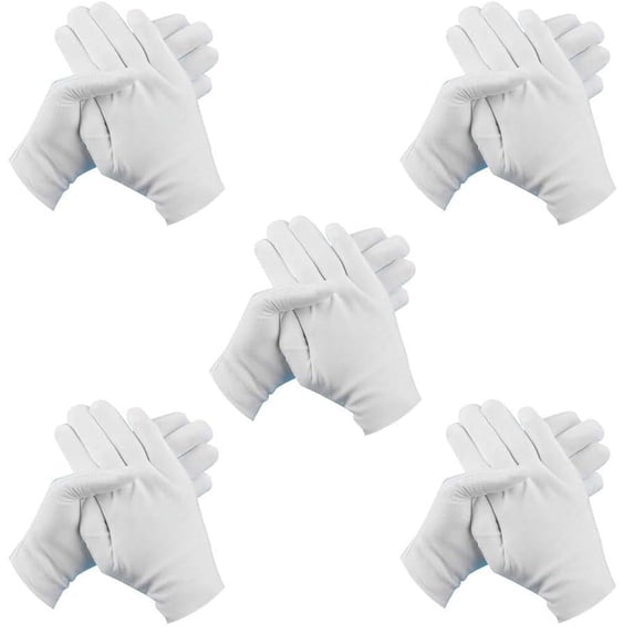 SLUOHZXI 5 Pairs (10Pcs) Moisturizing Gloves Overnight for Men and Women, Washable SPA White Cotton Gloves for Dry Hands Eczema Work Inspection