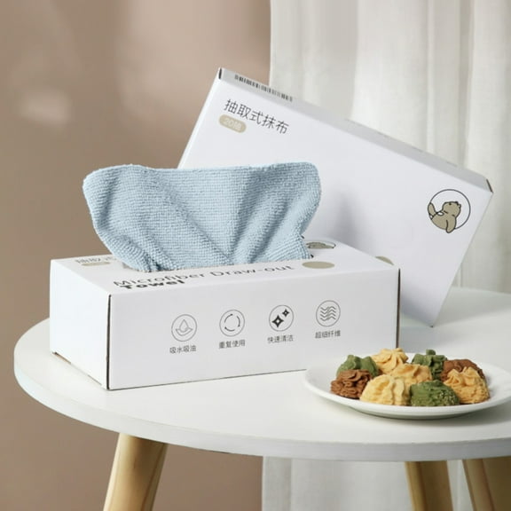 SLUOHZXI 50 Pack Microfiber Cleaning Cloth with Box, Bulk Towels for Home, Reusable Microfiber Towels for Cars, Cleaning Rags, White, 8.66 Inches x 8.66 Inches, 20 Count