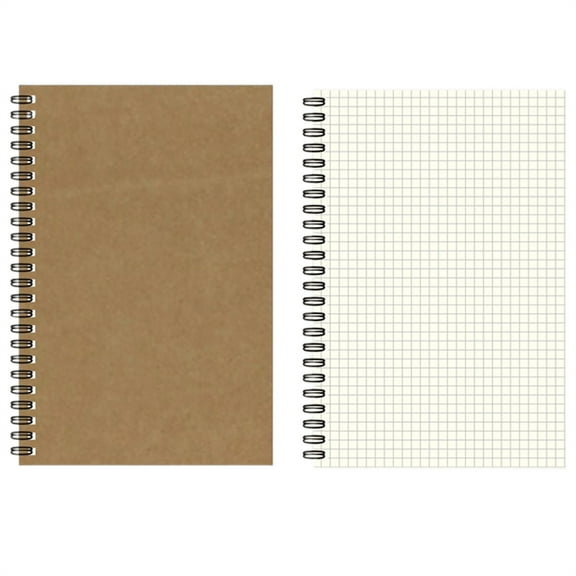 SLUOHZXI A5 Grid Notebook Journal, 50 Sheets Thick Paper Notebook with Brown Cover, Graph Paper Notepad for Work, Study, Note Taking and Drafting